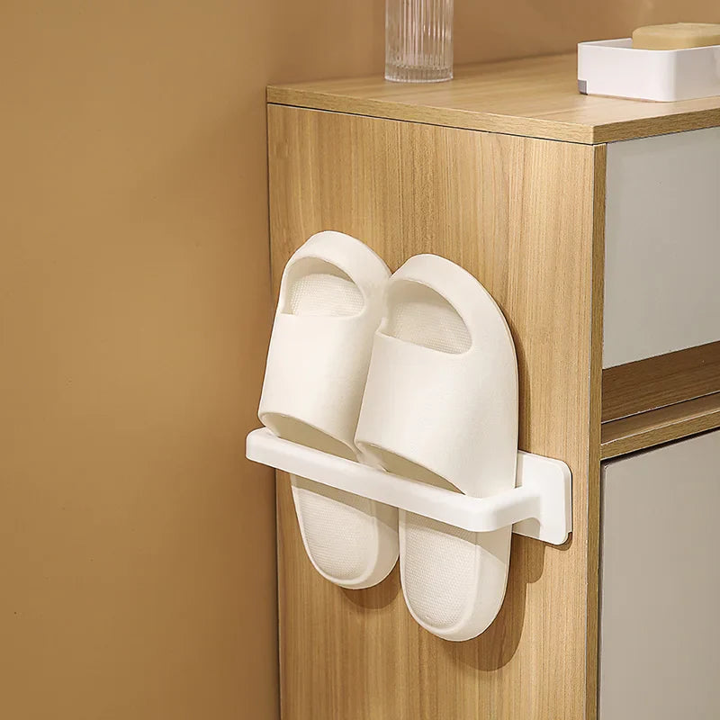 Self-Adhesive Plastic Bathroom Slippers Wall-Mounted Shoe Rack Storage Shoe Rack For Slippers Towels Multi-Purpose Pot