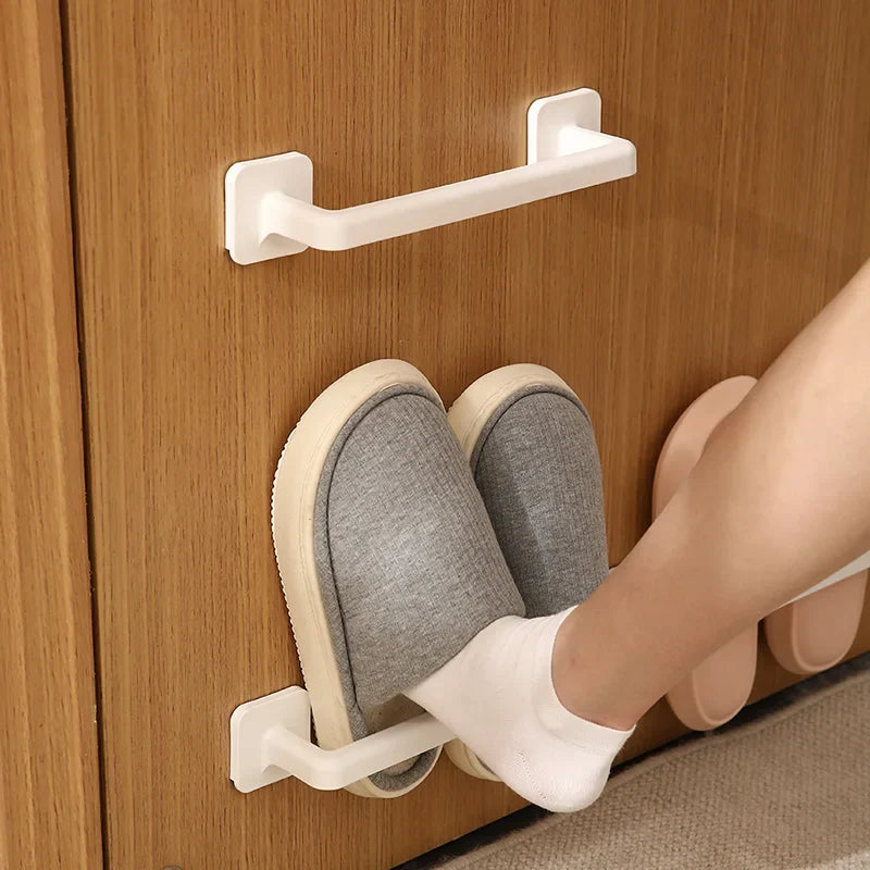 Self-Adhesive Plastic Bathroom Slippers Wall-Mounted Shoe Rack Storage Shoe Rack For Slippers Towels Multi-Purpose Pot