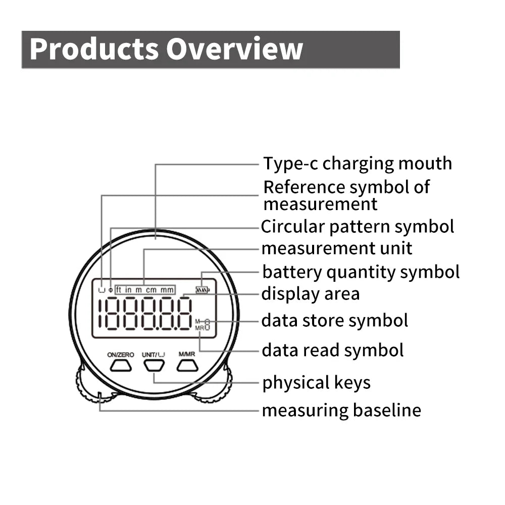 SHAHE Lcd Display Digital Ruler Type-C Electronic Tape Measure With Rechargeable High Accuracy Handheld Length