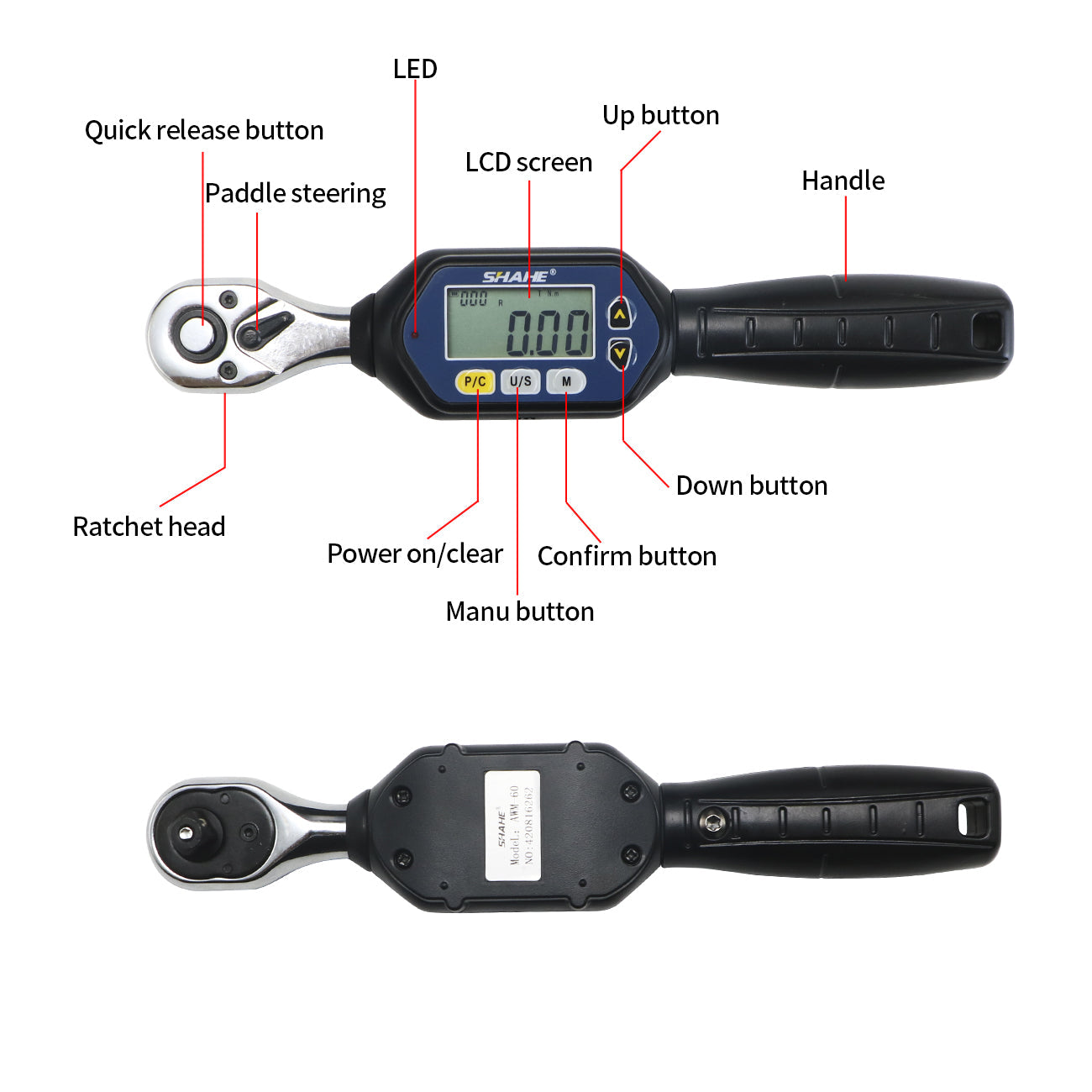 Shahe MINI Digital Torque Wrench 1/4‘’ 3/8‘’ 1/2‘’ Professional Bike Car Repair Adjustable Torque Wrench Hand Tools