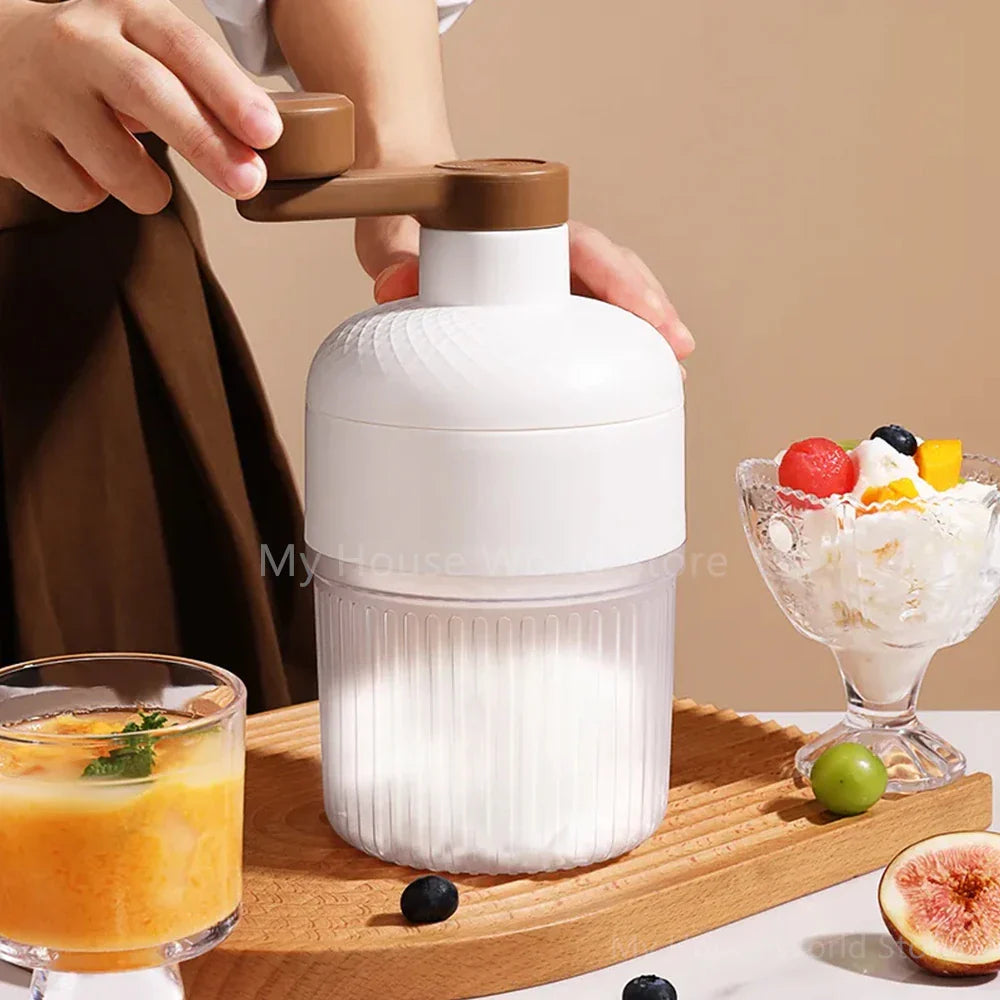 Shaved Ice Machine Mini Ice Crusher Hand Operated Shaved Ice Milkshake Maker Household Portable Small Hail Machine