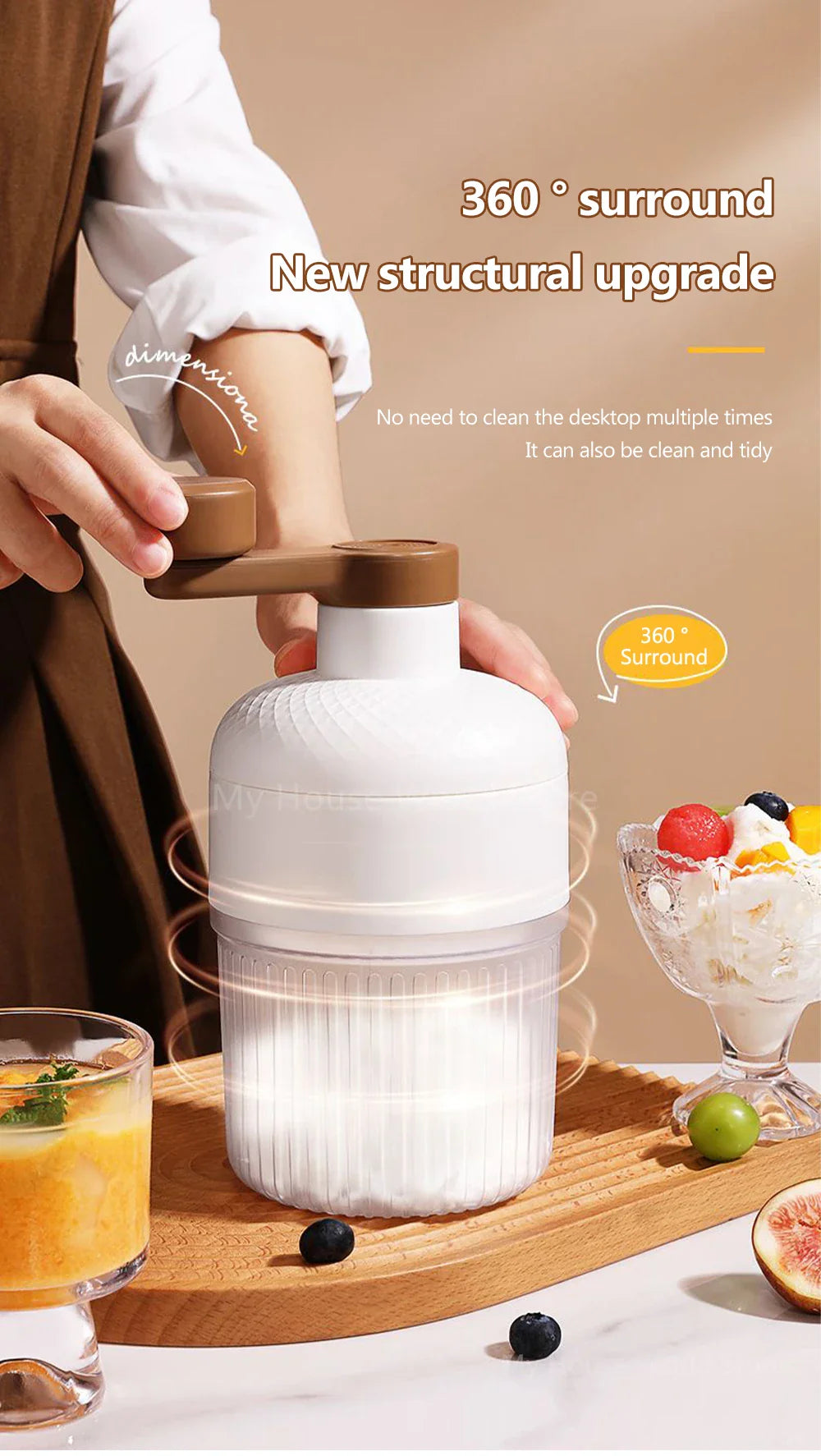 Shaved Ice Machine Mini Ice Crusher Hand Operated Shaved Ice Milkshake Maker Household Portable Small Hail Machine