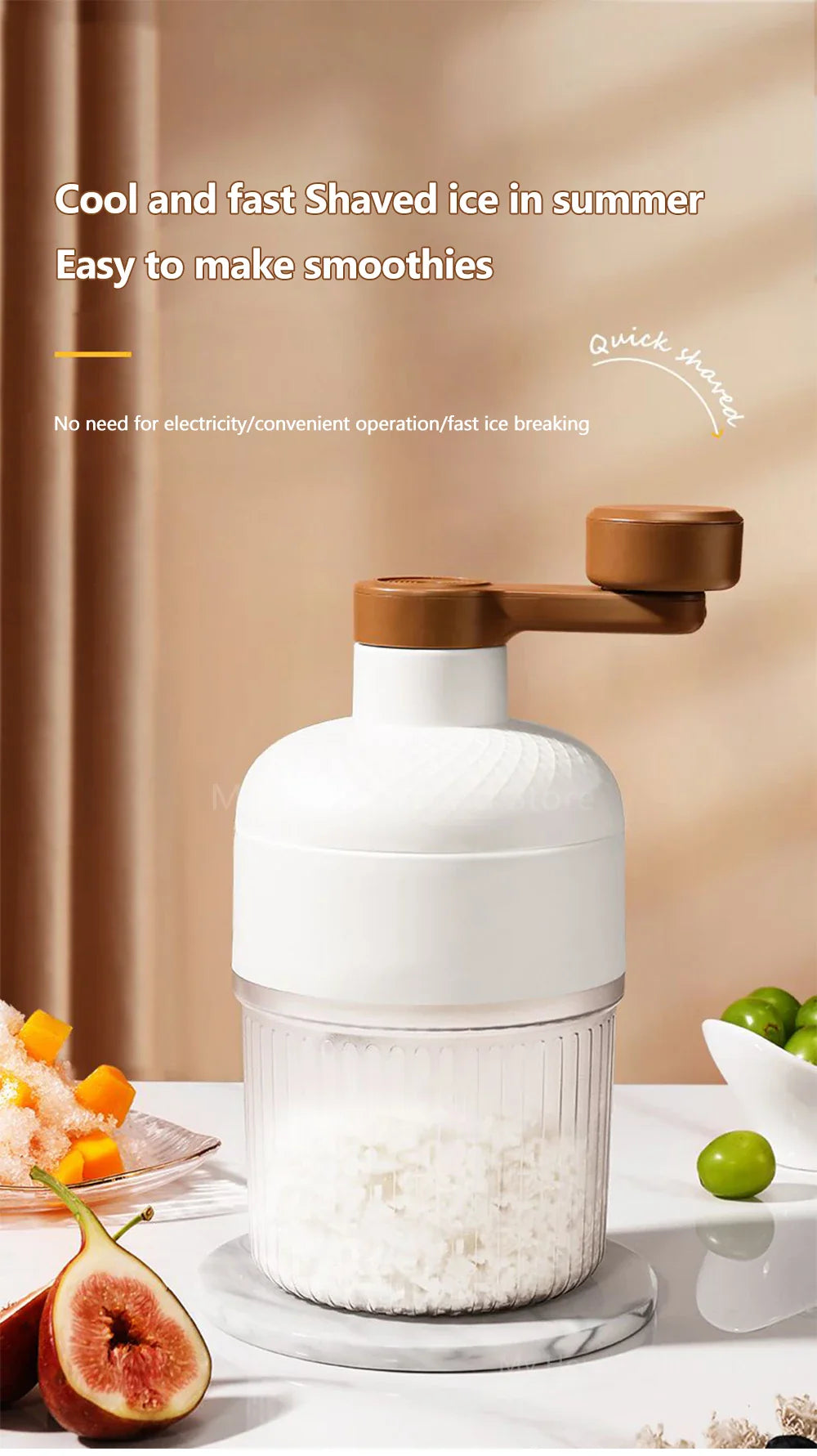 Shaved Ice Machine Mini Ice Crusher Hand Operated Shaved Ice Milkshake Maker Household Portable Small Hail Machine