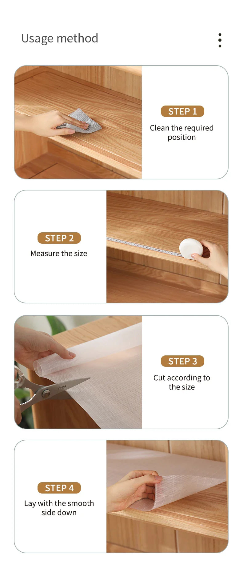 Shelf Cabinet Liner Non-Adhesive Strong Grip Non Slip Shelving Liner for Kitchen Cabinets Refrigerator Waterproof