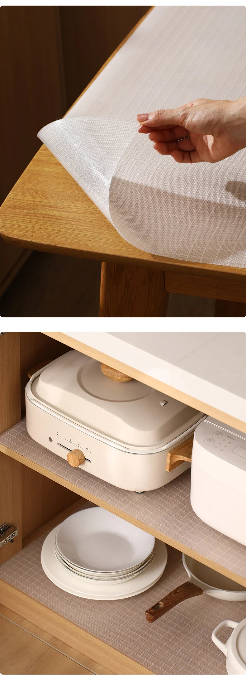 Shelf Cabinet Liner Non-Adhesive Strong Grip Non Slip Shelving Liner for Kitchen Cabinets Refrigerator Waterproof