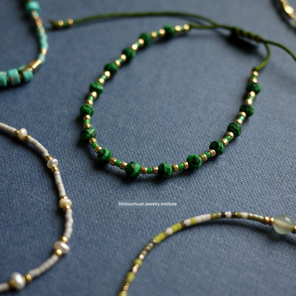 Shidouchuan More than Bohemia Hand-Woven Beads Bracelet Miyuki Miyuki Malachite Turquoise Tiger Eye Beads