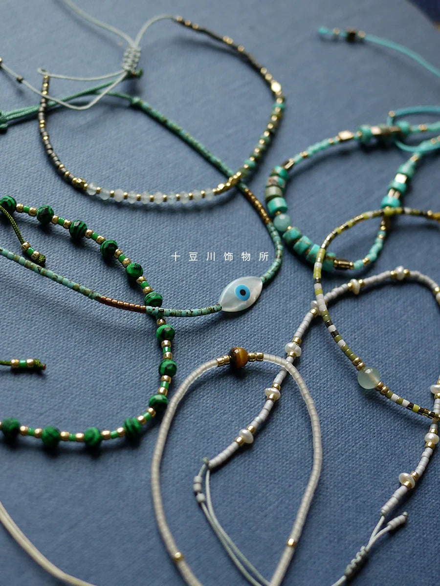 Shidouchuan More than Bohemia Hand-Woven Beads Bracelet Miyuki Miyuki Malachite Turquoise Tiger Eye Beads