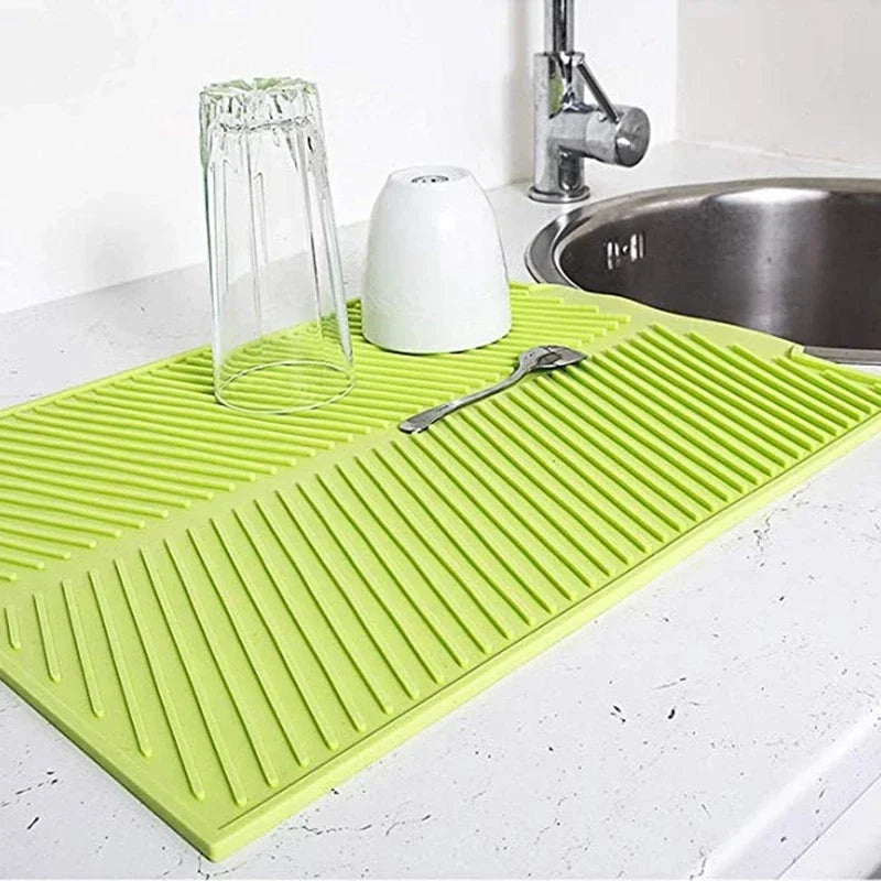 Silicone Drain Pad Kitchen Storage Dish Cup Drying Mat Drainer Tray Non-slip Pans for Tableware Anti-scald Potholder