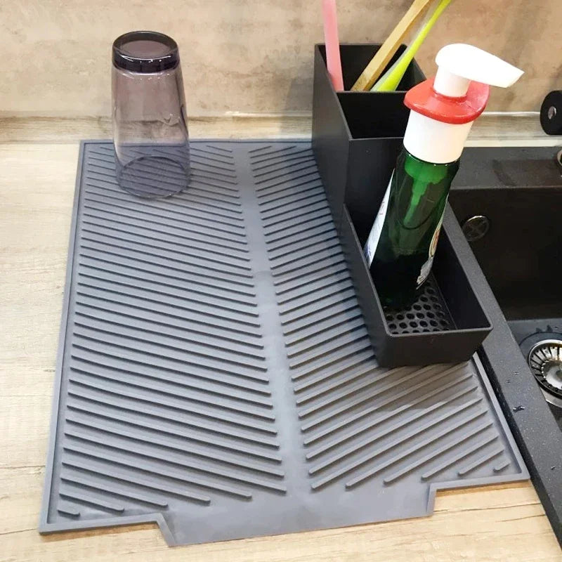 Silicone Drain Pad Kitchen Storage Dish Cup Drying Mat Drainer Tray Non-slip Pans for Tableware Anti-scald Potholder