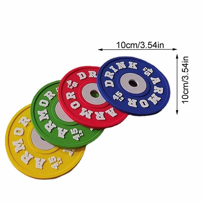 Silicone Drink Coaster Gym Weight Plate Table Coasters for Kitchen Table BPA Free Food Grade Round Mug Coasters 4Pcs