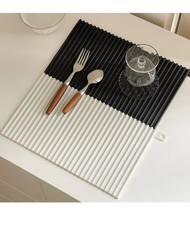 Silicone Drying Mats Drain Mat Kitchen Tableware Drainer Tray Worktop Placemat for Dining Table Placemats Kitchen