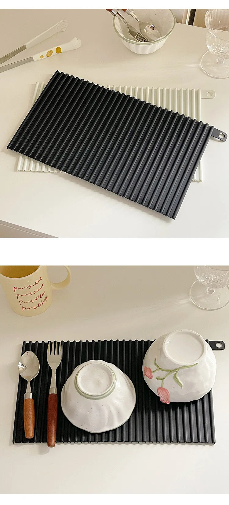 Silicone Drying Mats Drain Mat Kitchen Tableware Drainer Tray Worktop Placemat for Dining Table Placemats Kitchen