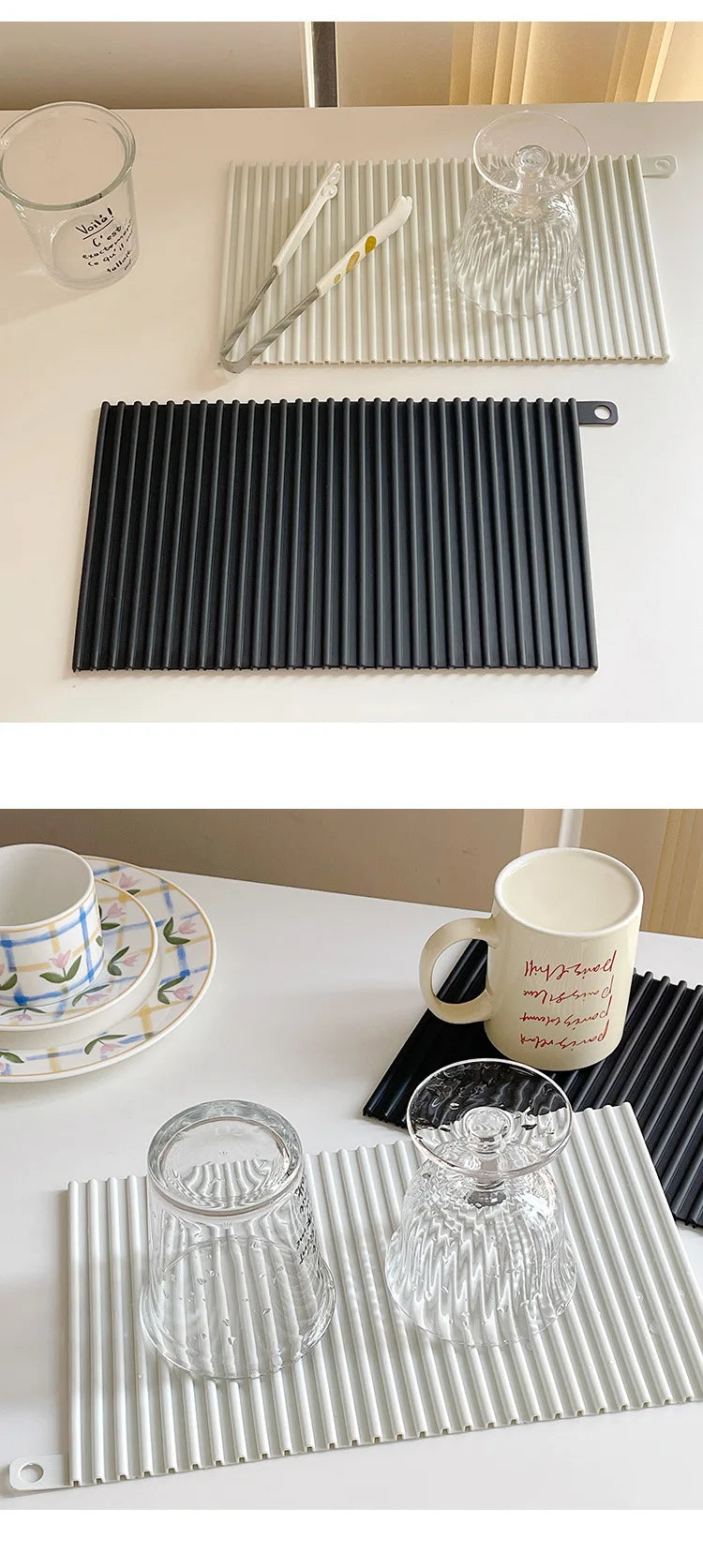 Silicone Drying Mats Drain Mat Kitchen Tableware Drainer Tray Worktop Placemat for Dining Table Placemats Kitchen