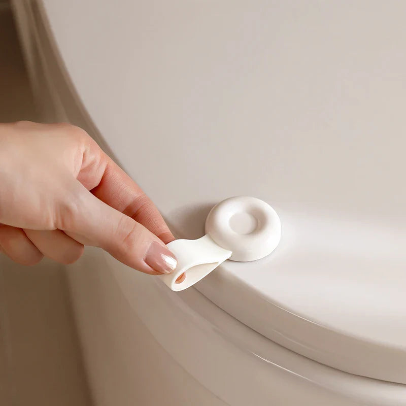 Silicone Toilet Lid Lifter Toilet Seat Lifting Handle Lid Opener Sticker Toilet Seat Lid Opener for Bathroom - WHITE