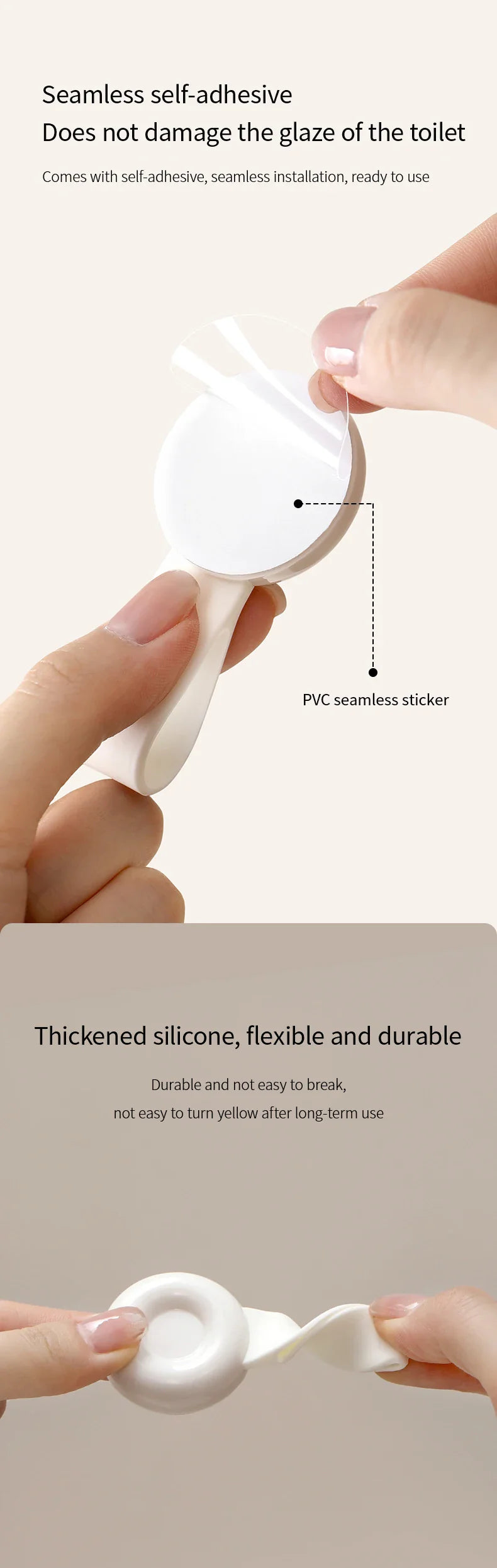 Silicone Toilet Lid Lifter Toilet Seat Lifting Handle Lid Opener Sticker Toilet Seat Lid Opener for Bathroom - WHITE