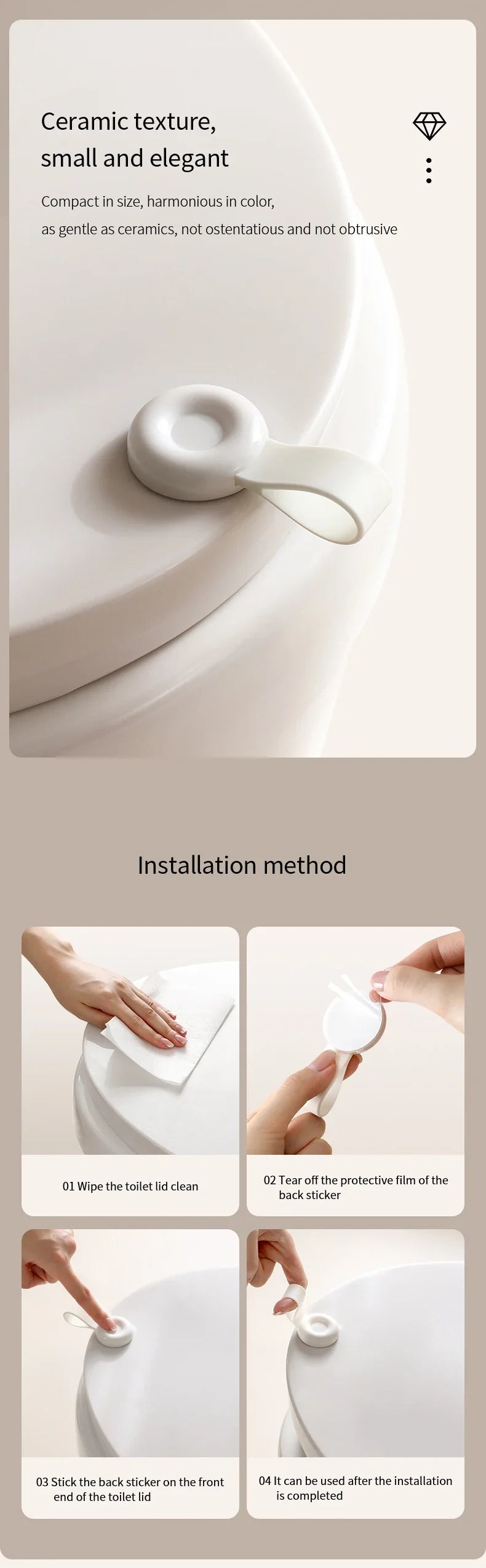 Silicone Toilet Lid Lifter Toilet Seat Lifting Handle Lid Opener Sticker Toilet Seat Lid Opener for Bathroom - WHITE