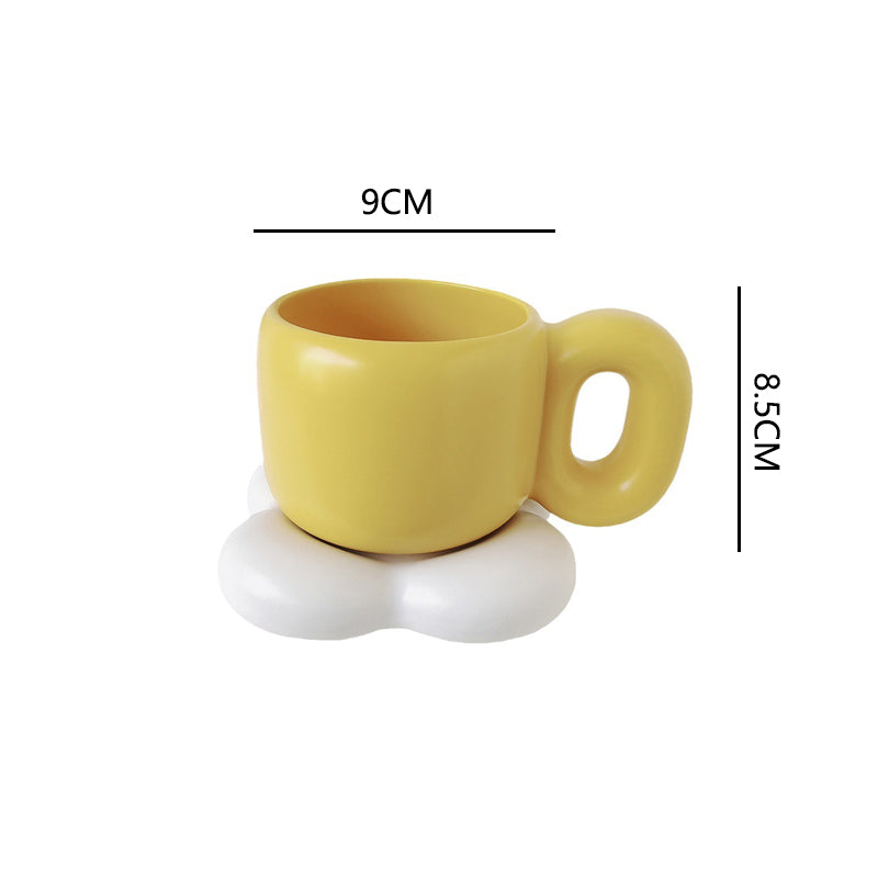 Simple Style Ceramic Coffee Cup with Cup and Saucer Breakfast Oatmeal Mug Office Water Cup Dim Sum Dinner Plate