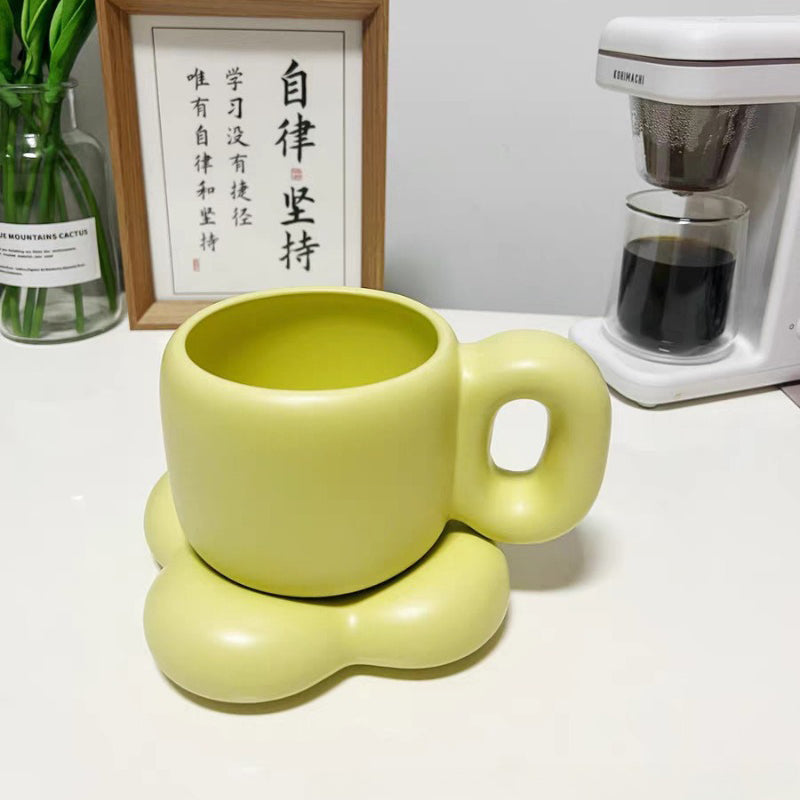 Simple Style Ceramic Coffee Cup with Cup and Saucer Breakfast Oatmeal Mug Office Water Cup Dim Sum Dinner Plate