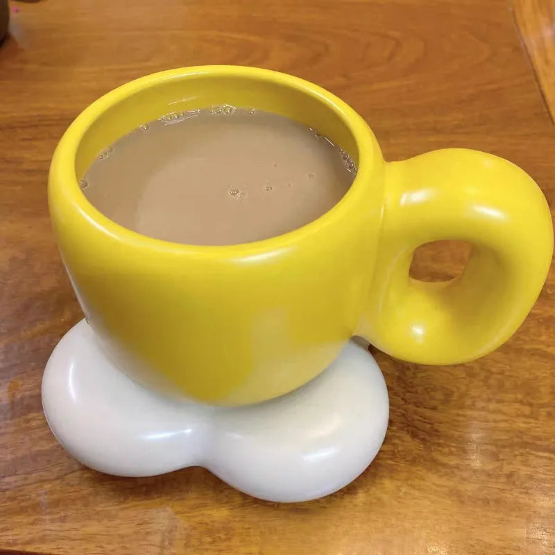 Simple Style Ceramic Coffee Cup with Cup and Saucer Breakfast Oatmeal Mug Office Water Cup Dim Sum Dinner Plate