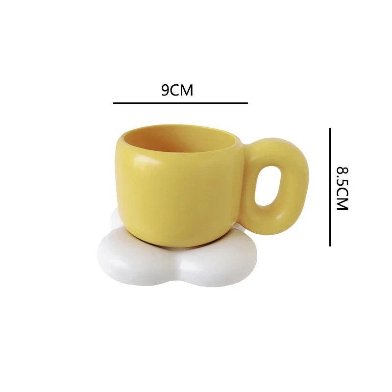 Simple Style Ceramic Coffee Cup with Cup and Saucer Breakfast Oatmeal Mug Office Water Cup Dim Sum Dinner Plate