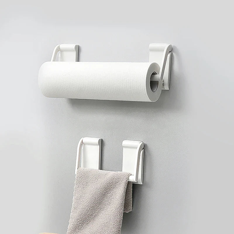 Simple Toilet Paper Holder Kitchen Refrigerator Magnet Wall-Mounted Magnetic Storage Rack Cling Film Hanger - WHITE