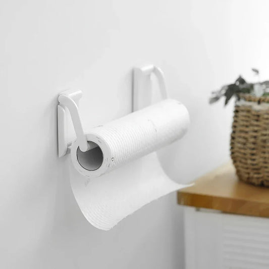 Simple Toilet Paper Holder Kitchen Refrigerator Magnet Wall-Mounted Magnetic Storage Rack Cling Film Hanger - WHITE