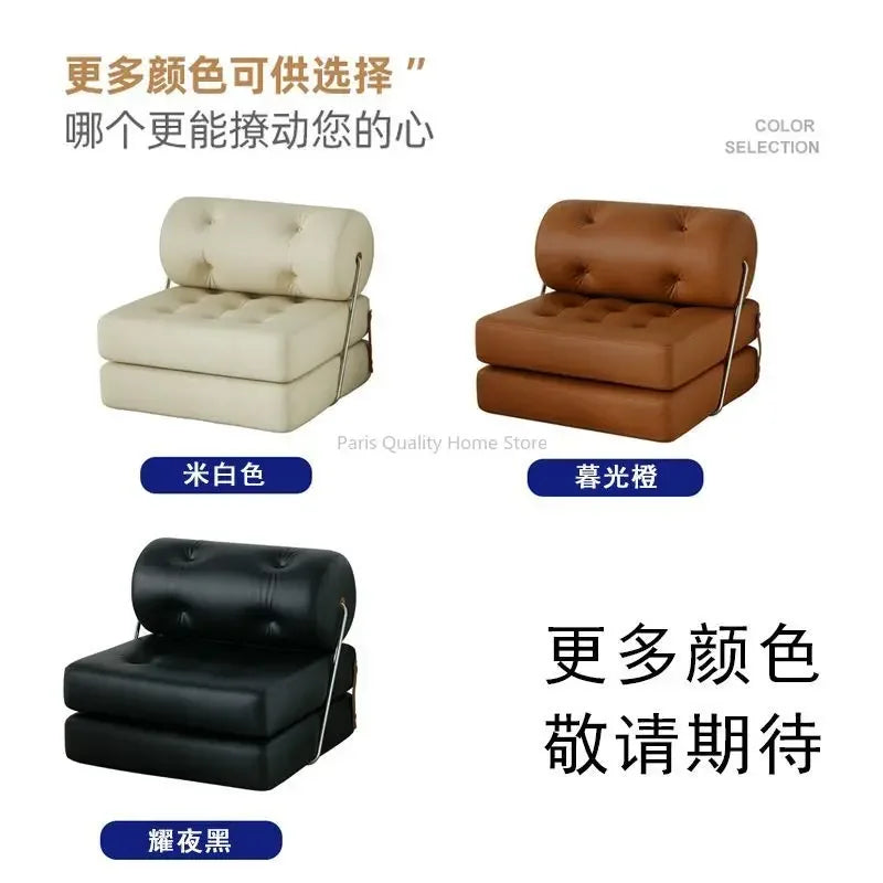 Single Sofa Living Room Beancurd Block Cat Claw Leather Sofa Bed Folding Dual Purpose Cream Wind Lazy Sofa