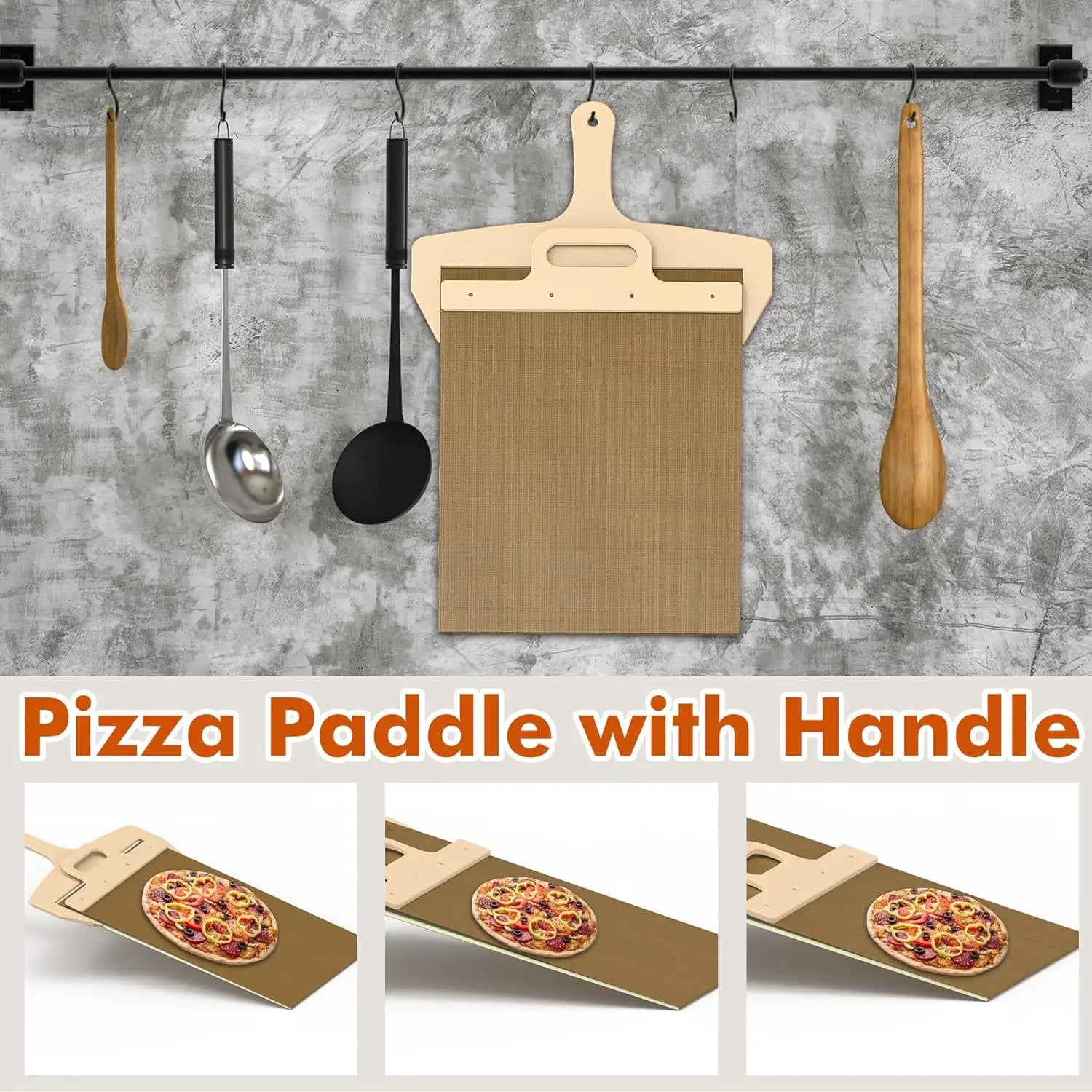 Sliding Pizza Peel Shovel Storage Board Pala Pizza Scorrevole Wooden Handle Transfer Pizza Spatula Bread Kitchen Baking