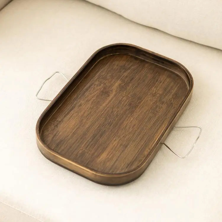 Sofa Armrest Table Living Room Sofa Side Wooden Storage Tray Snack Tea Coffee Tray Multifunction Clip-On Bamboo Storage