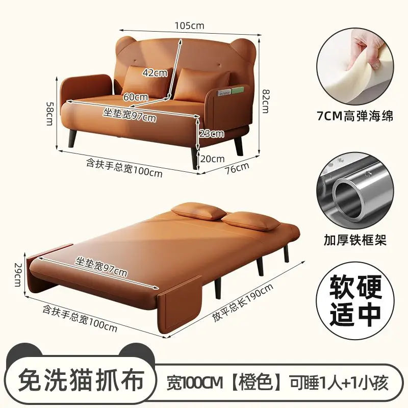 Sofa bed folding dual-use new single small living room multifunctional internet famous retractable bed