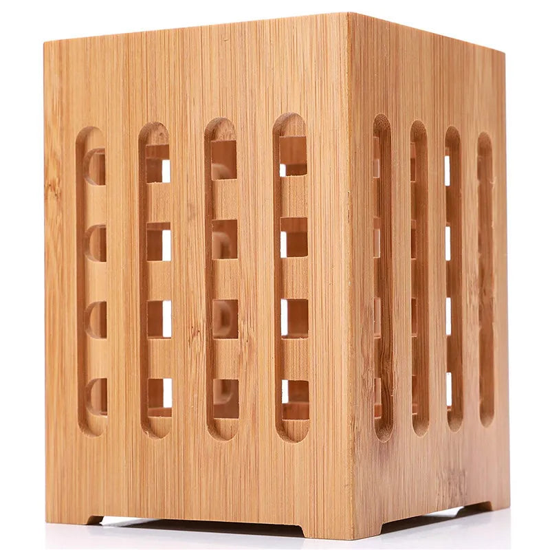 Square Hollow Grid Bamboo Containers Kitchen Utensil Storage Bucket Kitchen Storage Container Elegant Creative Gift