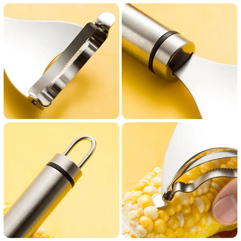 Stainless Steel Corn Peeler Serrated Corn Stripper Peelers Cob Shaver Planer Thresher Cutter Kitchen Fruit Vegetable