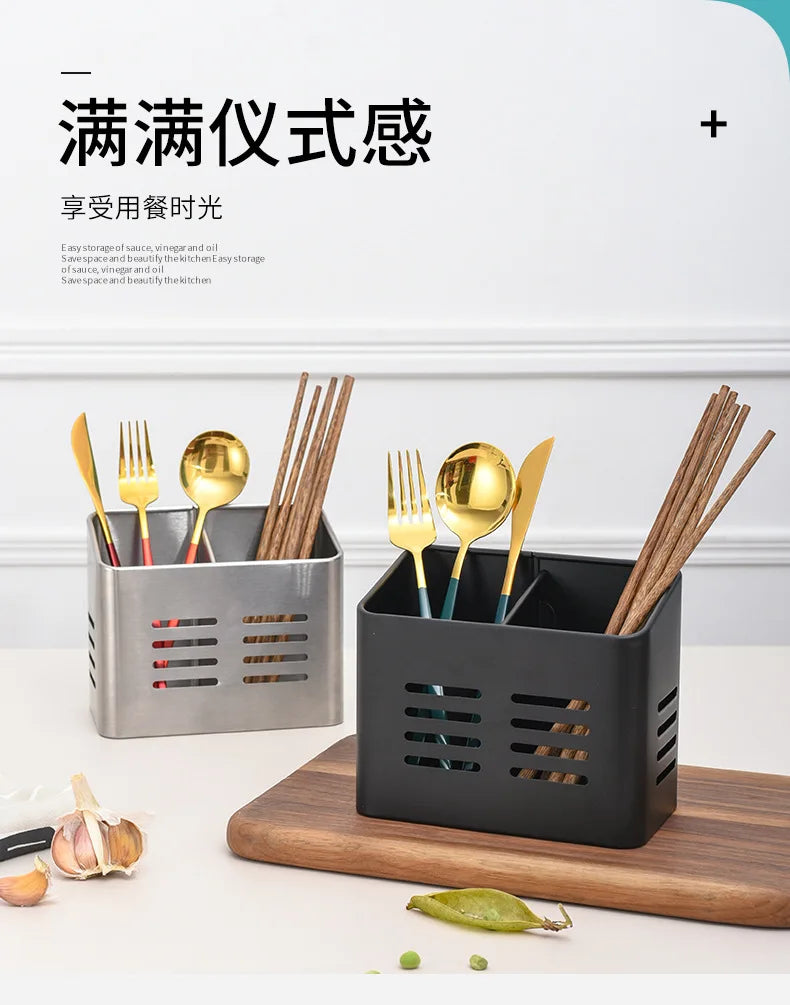 Stainless Steel Cutlery Drainer Vertical Dishes Holder Chopsticks Drain Storage Basket Tableware Organizer Shelves