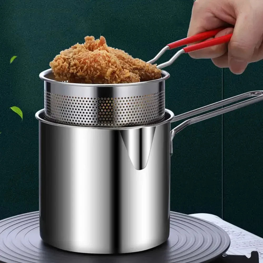 Stainless Steel Deep Fryer With Frying Basket Multifunctional Small Pot Kitchen Specific Frying Chicken And Other