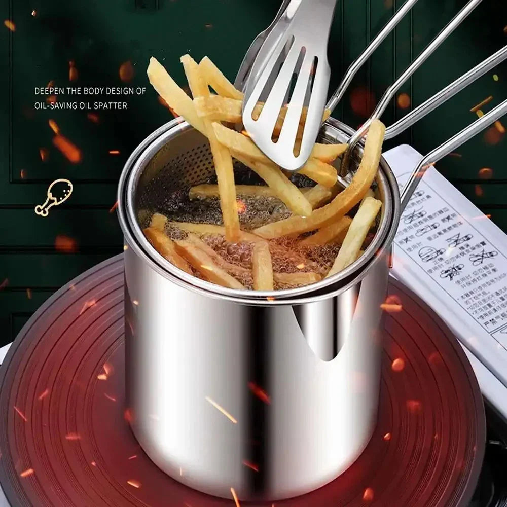 Stainless Steel Deep Fryer With Frying Basket Multifunctional Small Pot Kitchen Specific Frying Chicken And Other