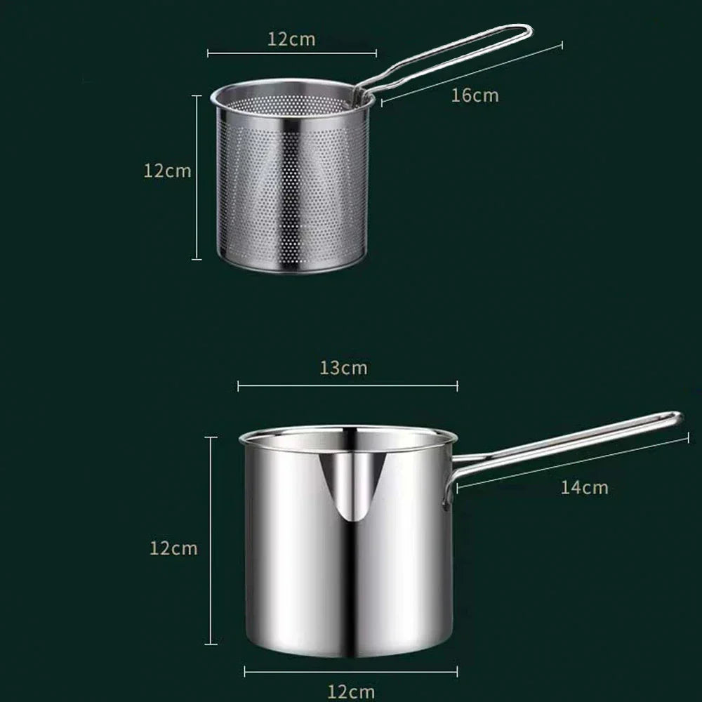 Stainless Steel Deep Fryer With Frying Basket Multifunctional Small Pot Kitchen Specific Frying Chicken And Other