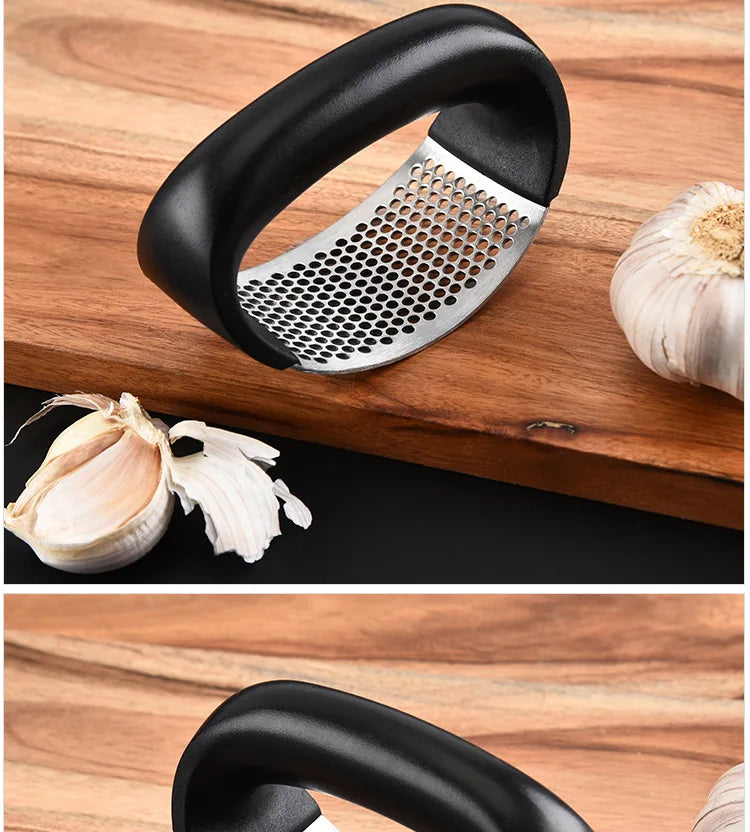 Stainless Steel Garlic Press Manual Mincer Chopping Tools Curve Fruit Vegetable Cooking Kitchen Gadgets