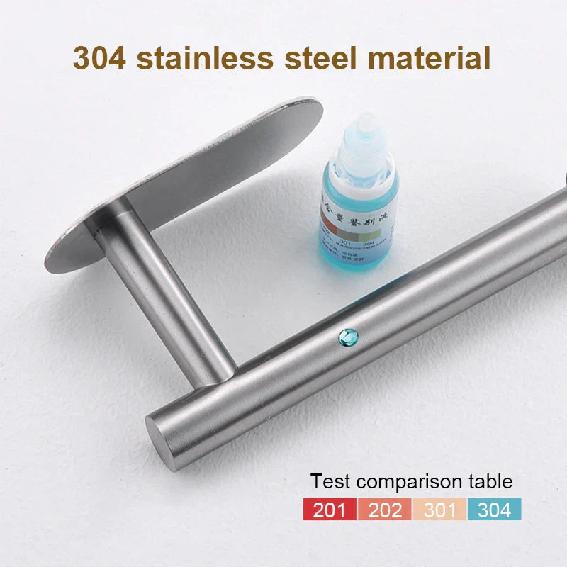 Stainless Steel Paper Towel Holder Adhesive Toilet Roll Paper Holder No Hole Punch Kitchen Bathroom Toilet Lengthen