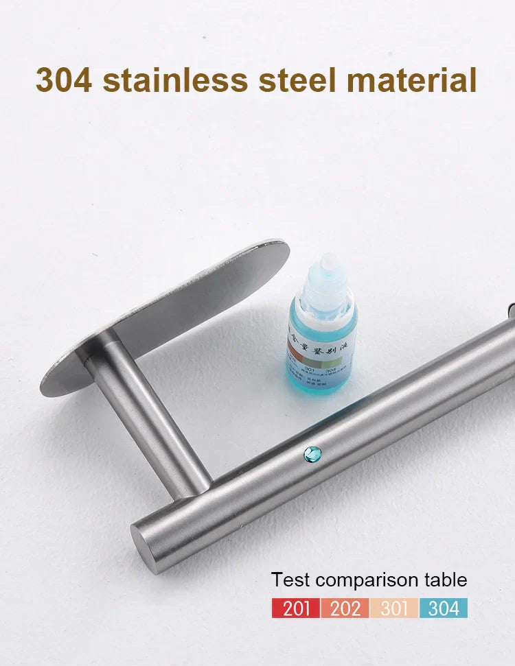 Stainless Steel Paper Towel Holder Adhesive Toilet Roll Paper Holder No Hole Punch Kitchen Bathroom Toilet Lengthen