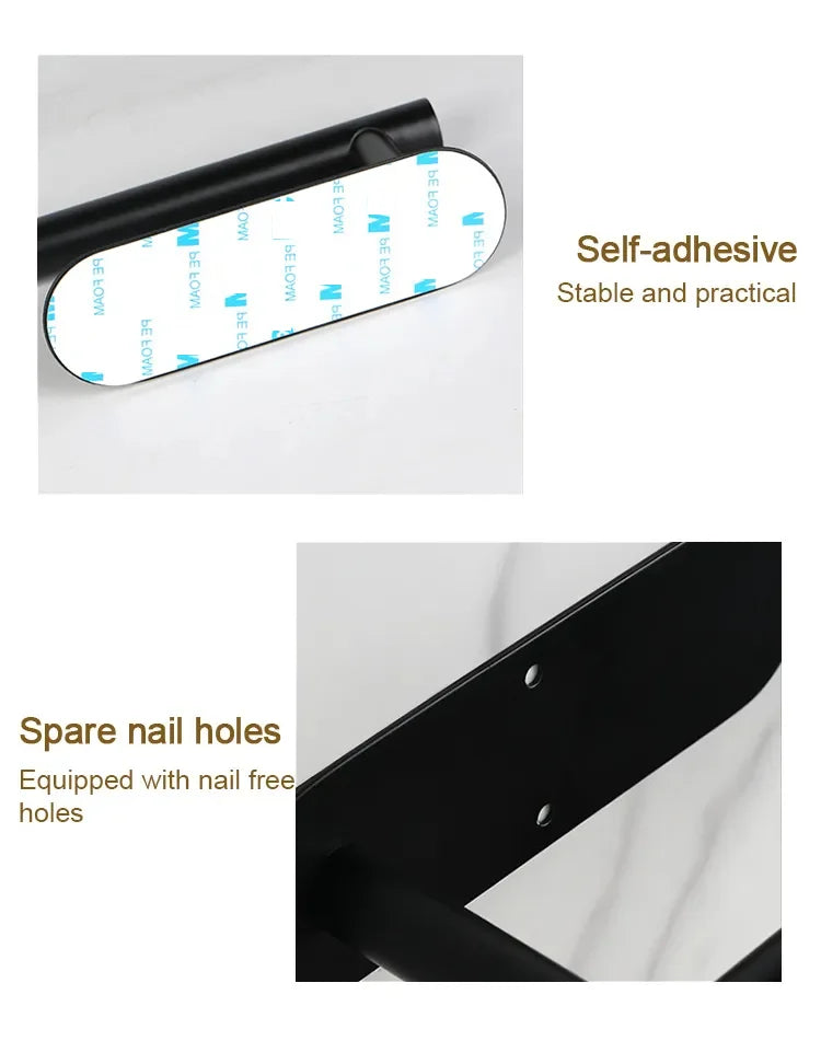 Stainless Steel Paper Towel Holder Adhesive Toilet Roll Paper Holder No Hole Punch Kitchen Bathroom Toilet Lengthen