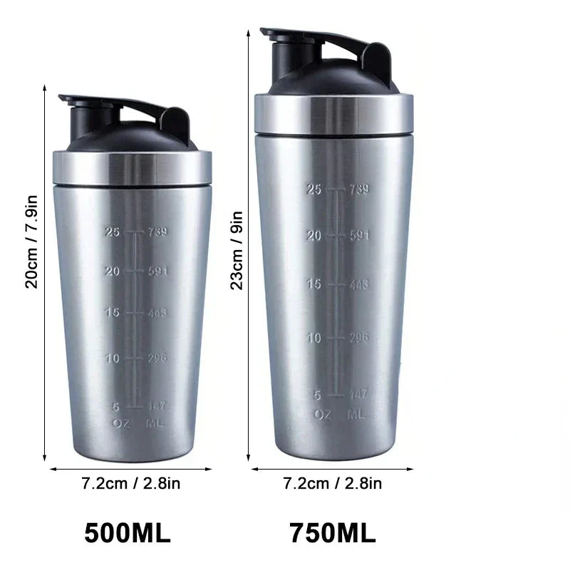 Stainless Steel Protein Shaker Cup Portable Fitness Sports Mug Nutrition Shakers Cup Water Bottles Water Cup Portable