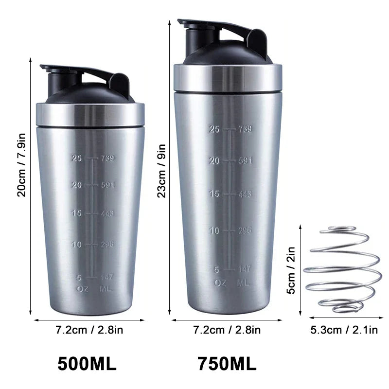 Stainless Steel Protein Shaker Cup Portable Fitness Sports Mug Nutrition Shakers Cup Water Bottles Water Cup Portable