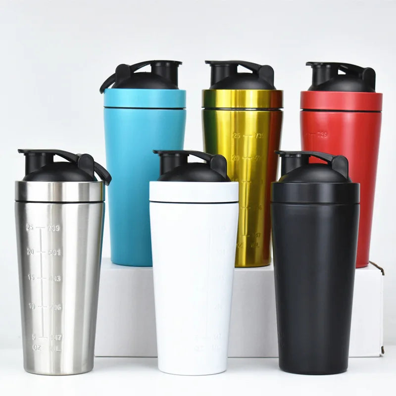 Stainless Steel Protein Shaker Cup Portable Fitness Sports Mug Nutrition Shakers Cup Water Bottles Water Cup Portable