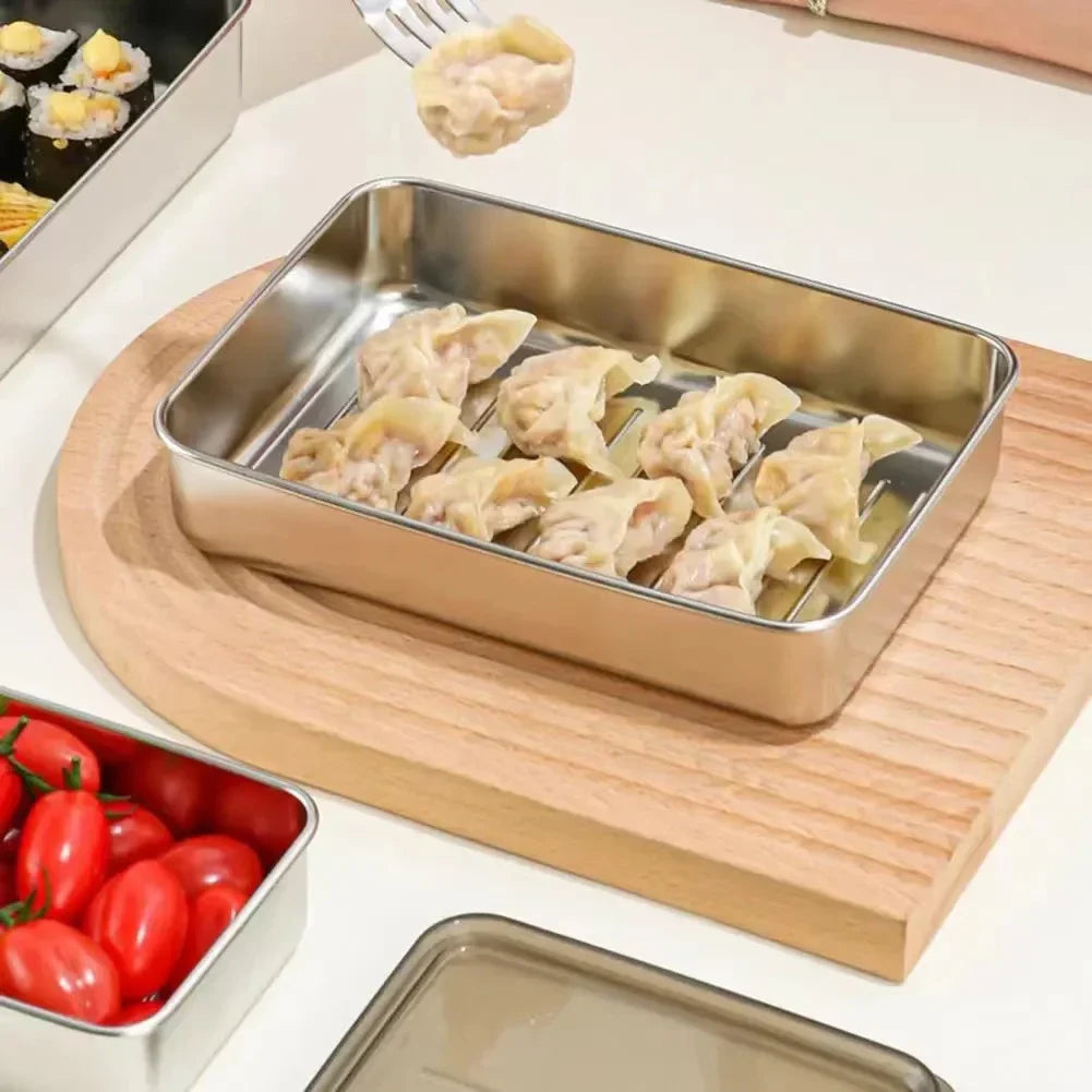 Stainless Steel Refrigerator Meat Storage Box Food Storage Containers with Lid Refrigerator Organizer Container Kitchen