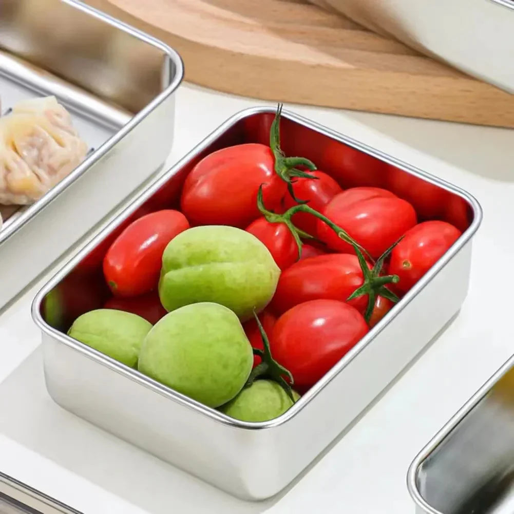 Stainless Steel Refrigerator Meat Storage Box Food Storage Containers with Lid Refrigerator Organizer Container Kitchen