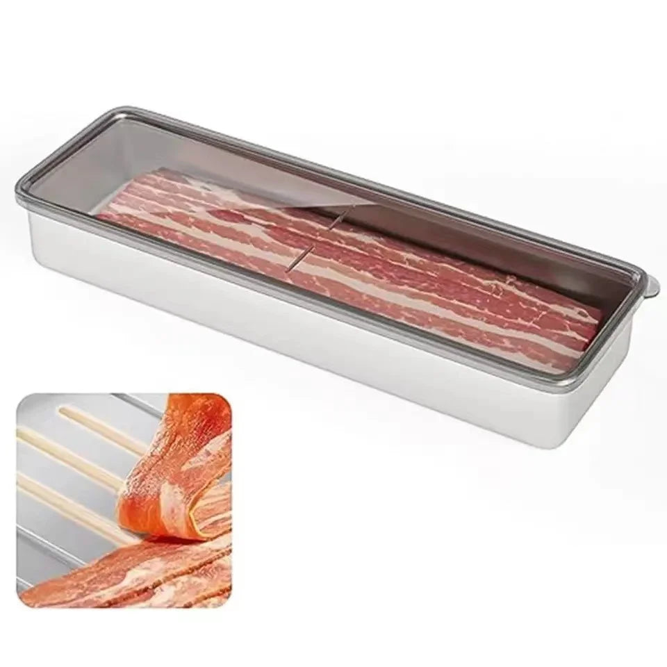 Stainless Steel Refrigerator Meat Storage Box Food Storage Containers with Lid Refrigerator Organizer Container Kitchen