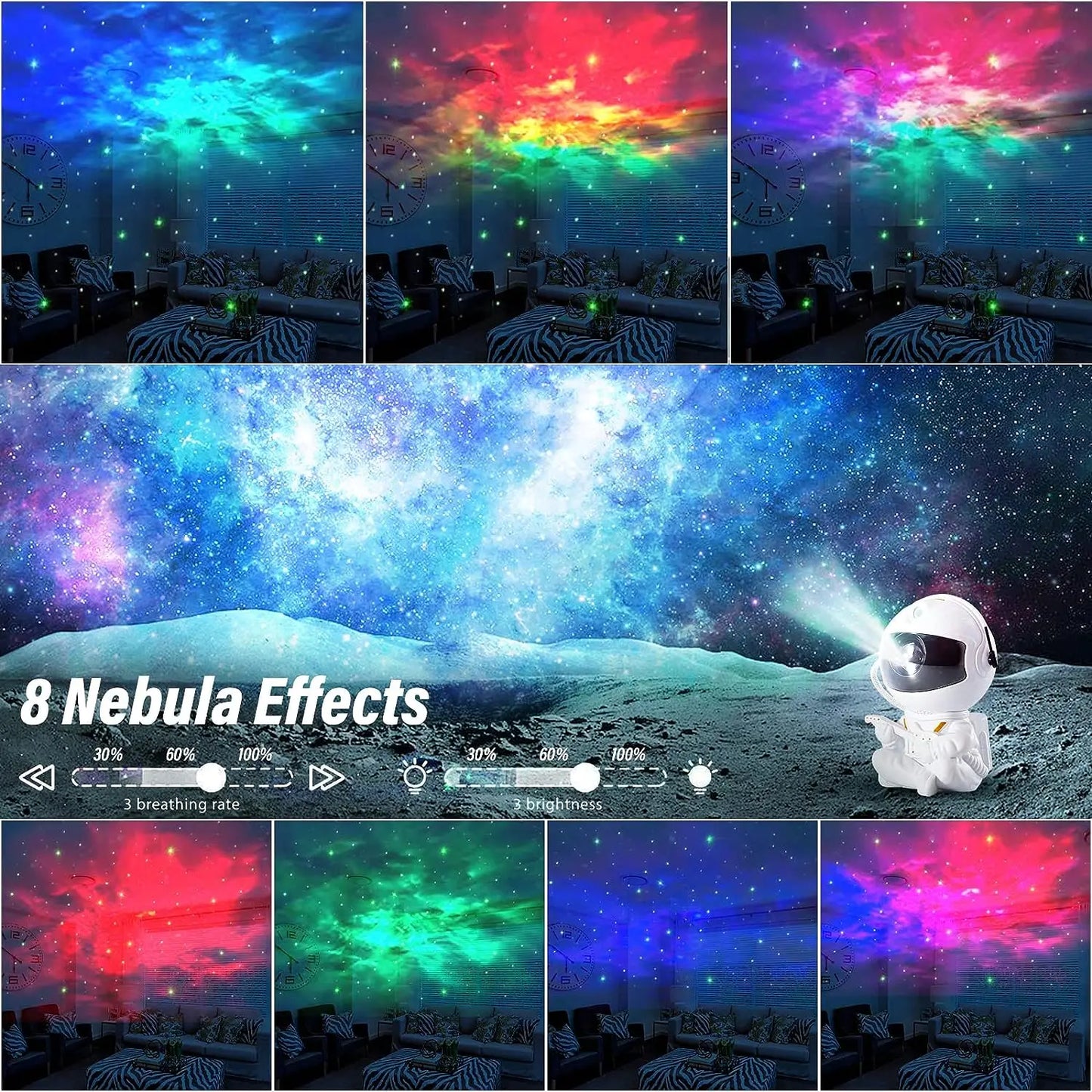 Star Projector Galaxy Night Light Astronaut Space Projector Starry Nebula Ceiling LED Lamp for Bedroom Home Decorative