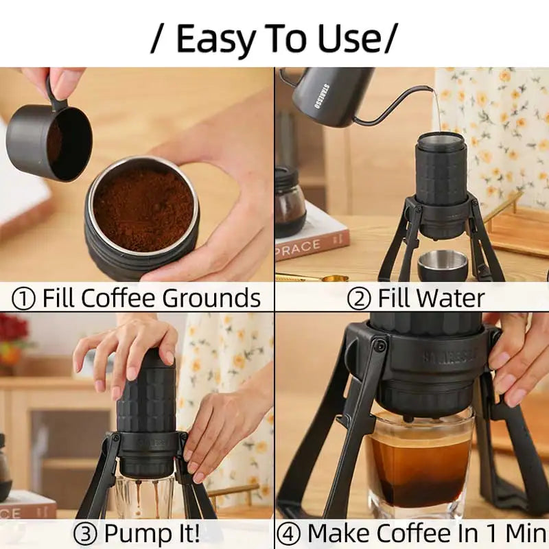 STARESSO Mirage SP300 Plus Portable Espresso Maker Manual Coffee Maker 180ml Coffee Pot Quick Brew Double Shots Creamy