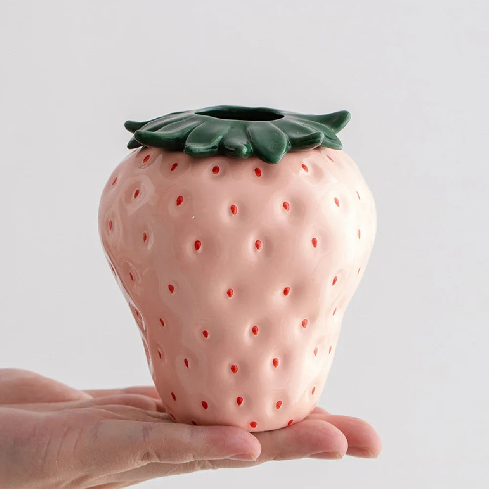 Strawberry ceramic vase flowerpot living room home decoration and ornaments