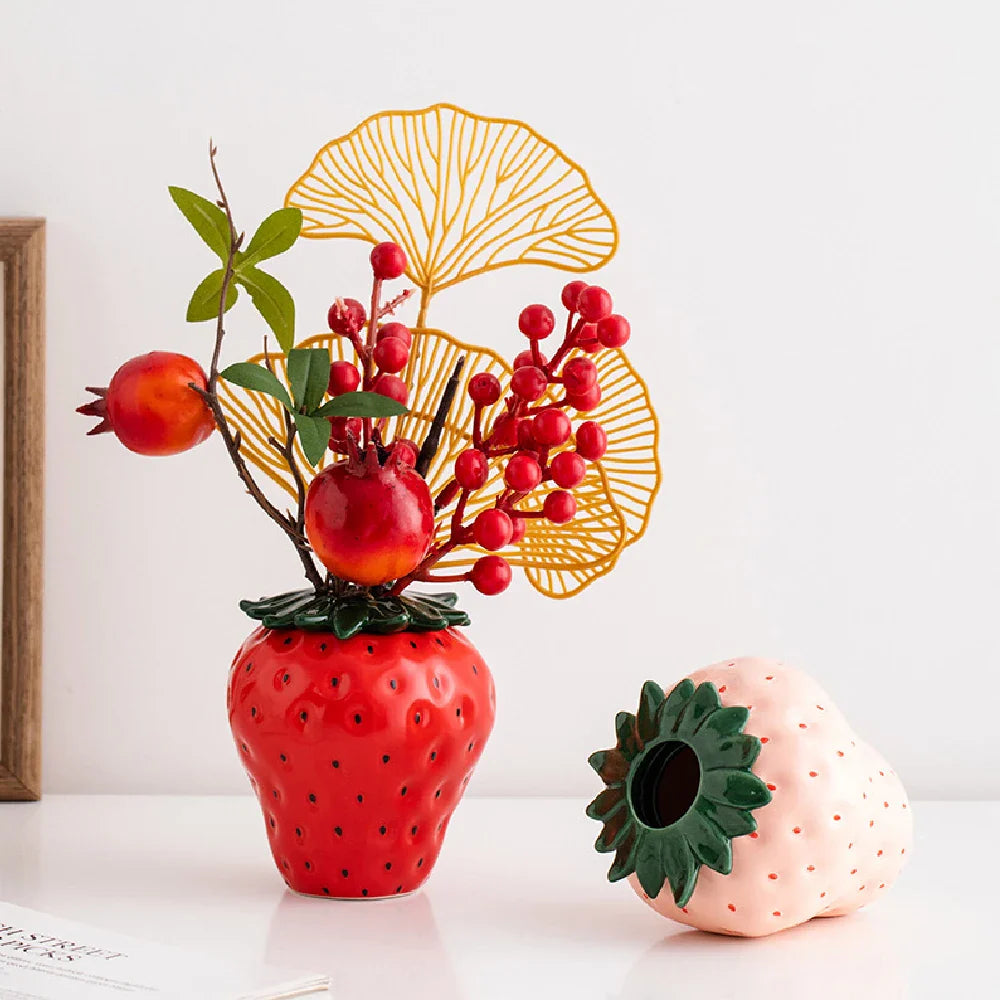 Strawberry ceramic vase flowerpot living room home decoration and ornaments